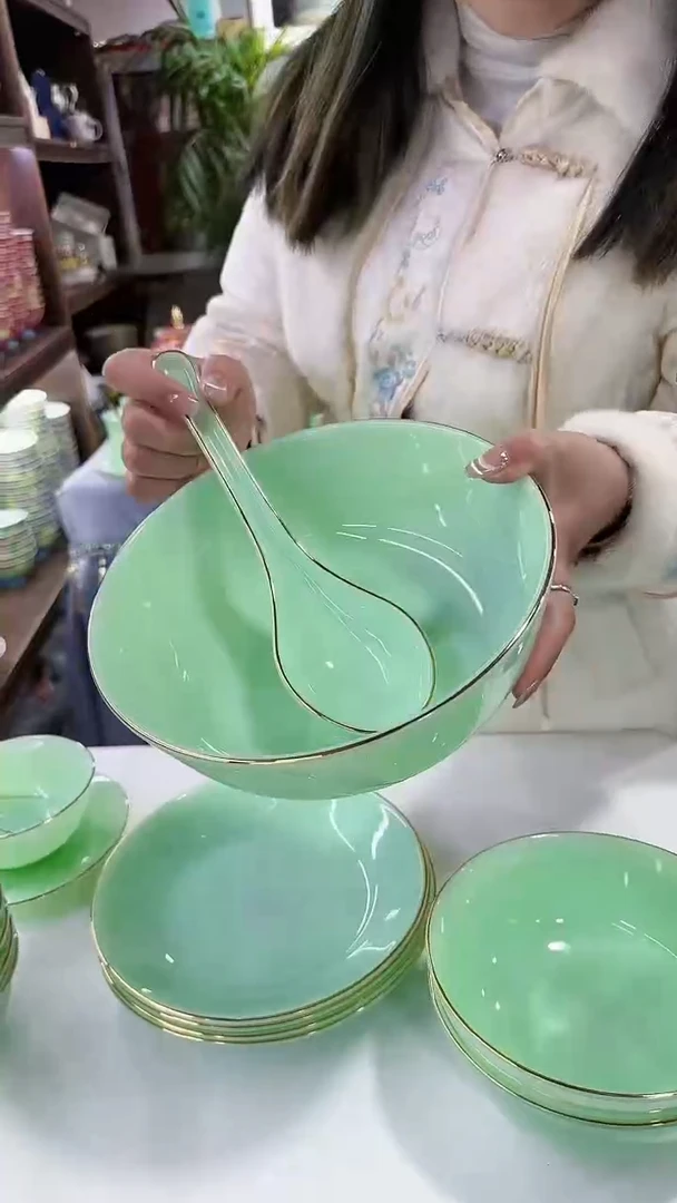 【闪购商品】瓷片8.5英寸大汤碗1个加一个汤勺