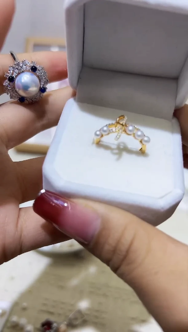 【闪购商品】淡水珍珠戒指银S925镶嵌10淡水珍珠66.66