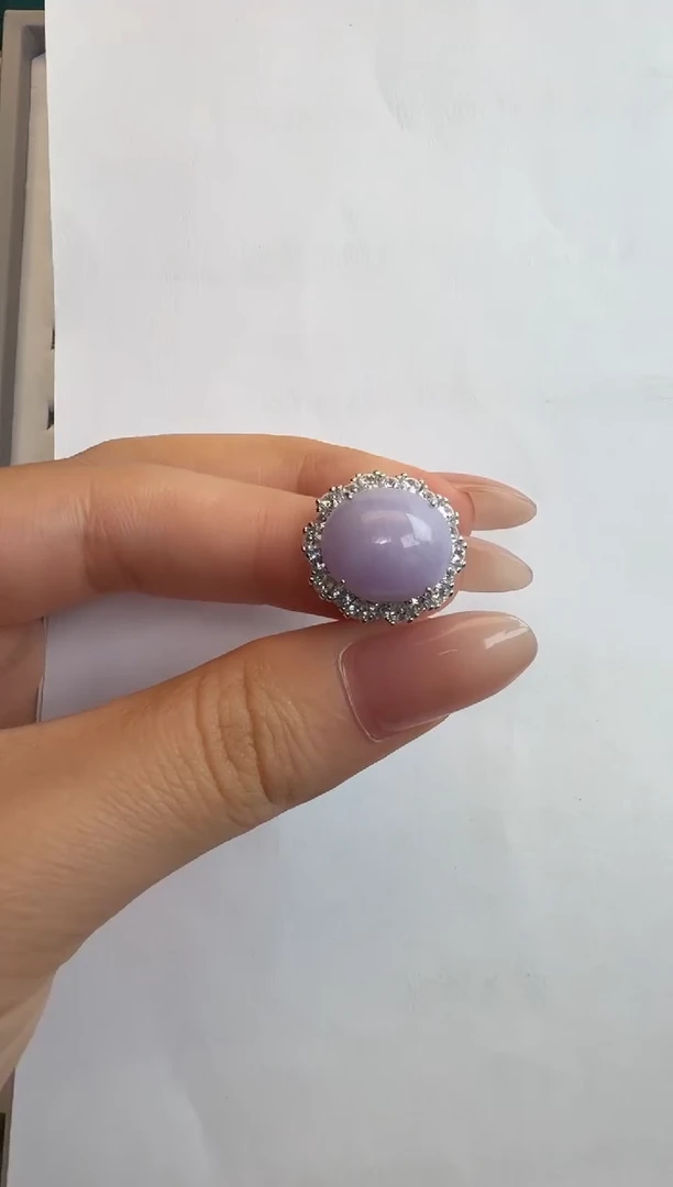 银S925镶嵌戒指翡翠通体925银镶缅甸A货翡翠戒指25