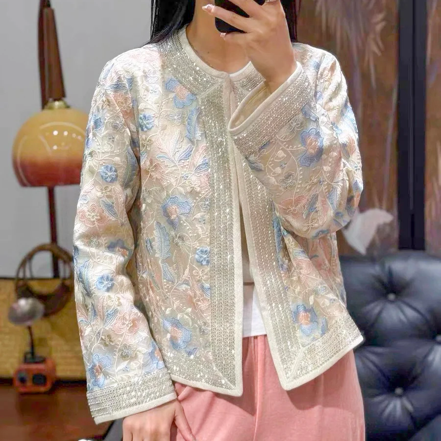 重工刺绣气质外套中式古典高级感拉满植物花卉刺绣短外套