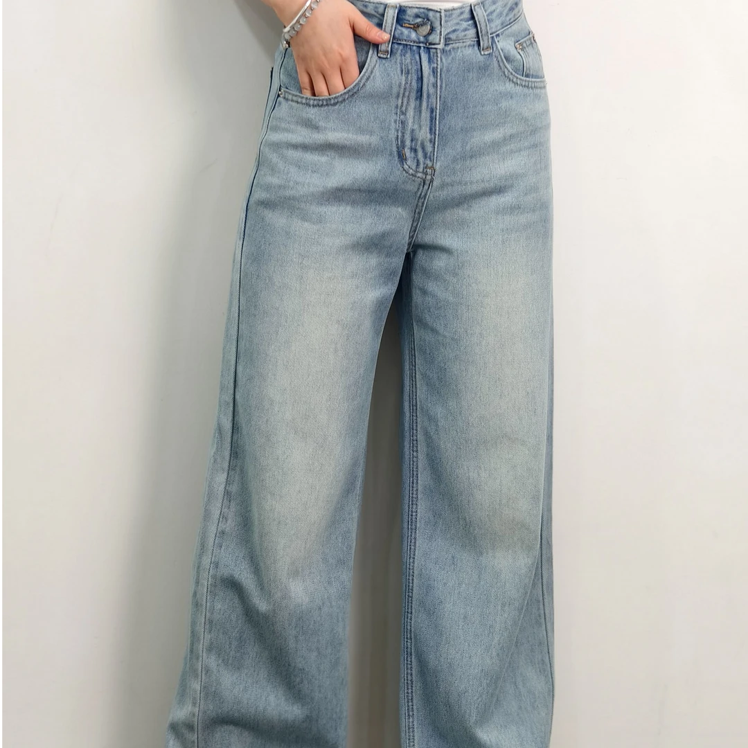 【故里】浅色直筒牛仔裤显瘦2025新款简约百搭小众设计感