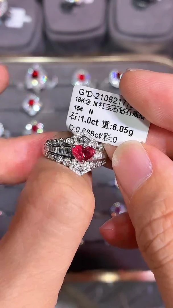 18K金镶嵌戒指红宝石【闪购】1.0ct/展会同步价/无烧
