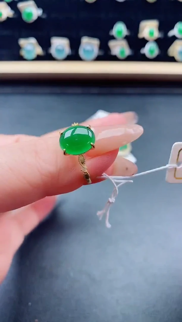 银S925镶嵌戒指翡翠1