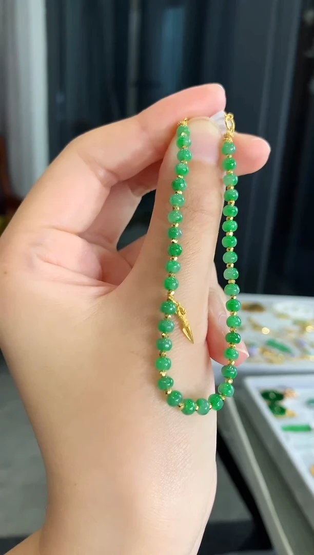 【闪购商品】翡翠手链18K金镶嵌手饰