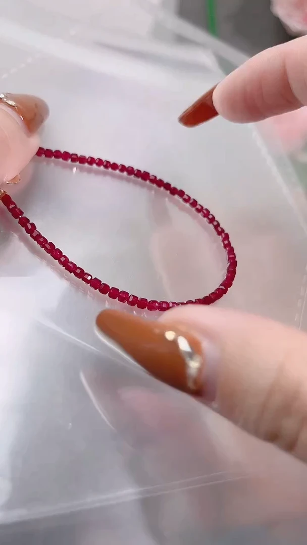 银S925镶嵌手链红宝石脚链姨妈69