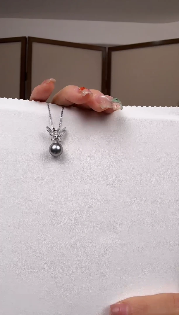 银S925镶嵌吊坠(赠链)海水珍珠银款海水大溪地珍珠吊坠