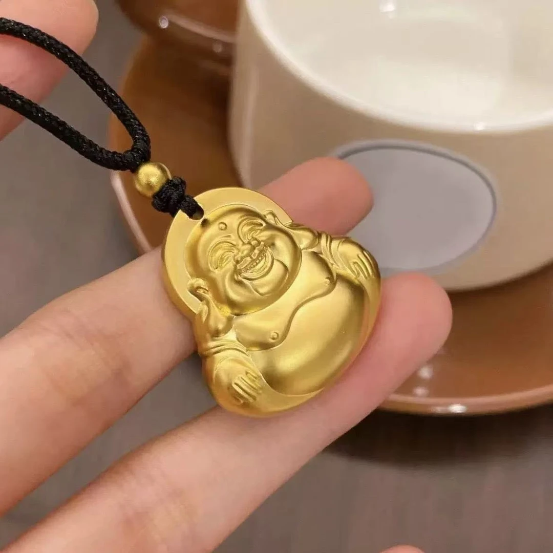 大大静静优选 033弥勒佛吊坠男女士金色古法传承大肚佛