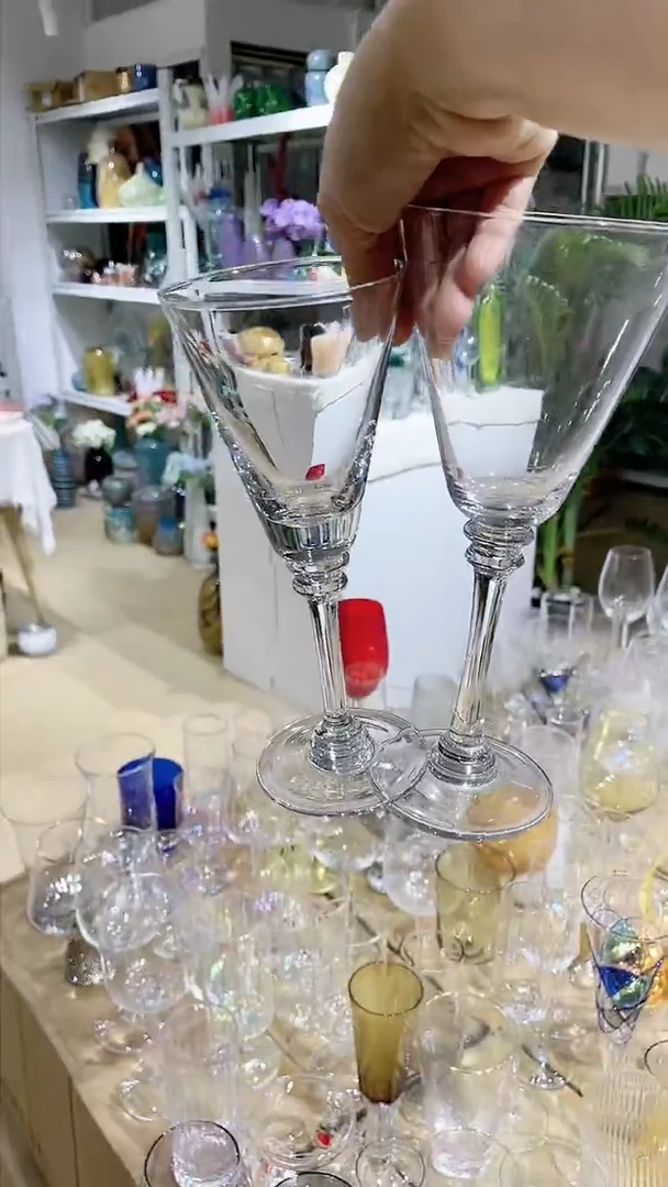 【闪购商品】水晶玻璃2只复古造型脚喇叭香槟杯