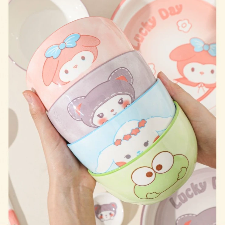 【萌萌Q宝2只】陶瓷釉下彩4.5英寸米饭碗辅食甜品沙拉碗高颜值餐具