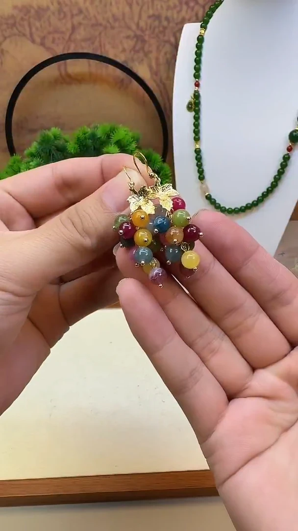 14K金镶嵌耳饰碧玺E245