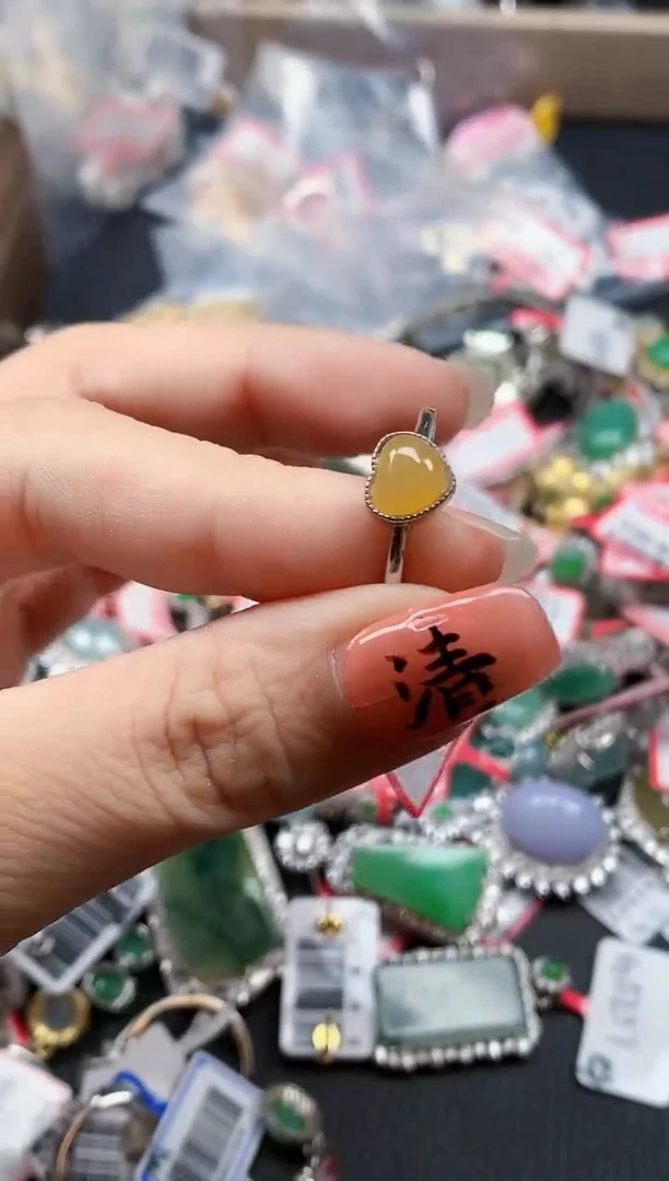 银S925镶嵌戒指翡翠天然A货缅甸翡翠