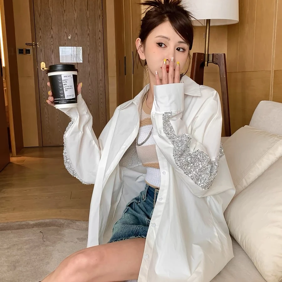 婷老板U601-800】2025春秋重工外套衬衫高级女款刺绣88