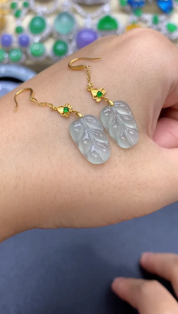 18K金镶嵌翡翠耳饰98-中国好珍宝