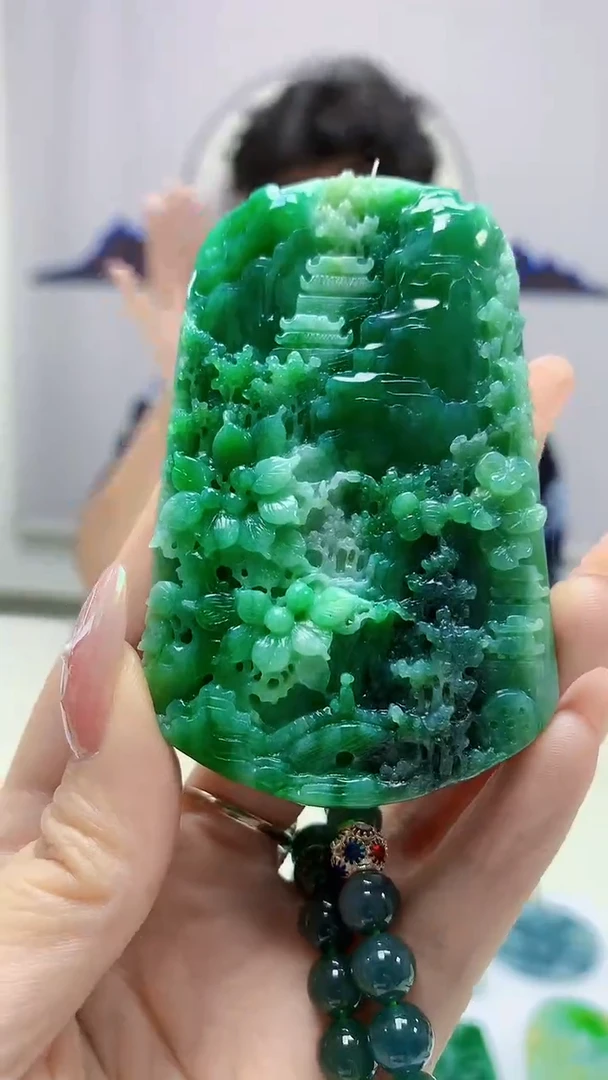 【闪购商品】定制翡翠未镶嵌4688DD-毛货山水赠珠链106