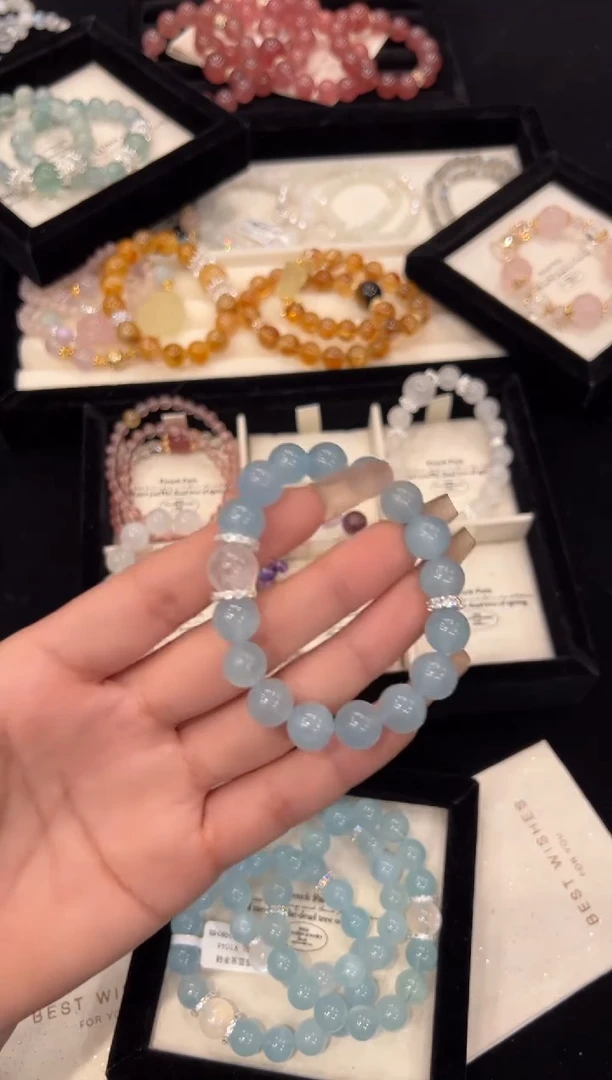 【闪购商品】水晶手链合金海蓝宝手链x1046