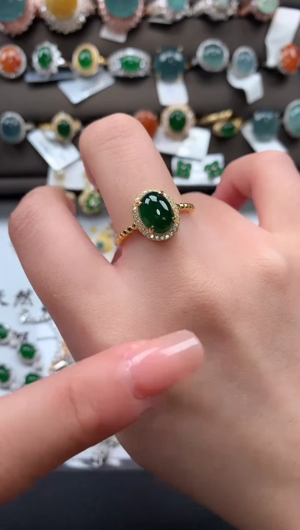 【闪购商品】翡翠戒指银S925镶嵌52114