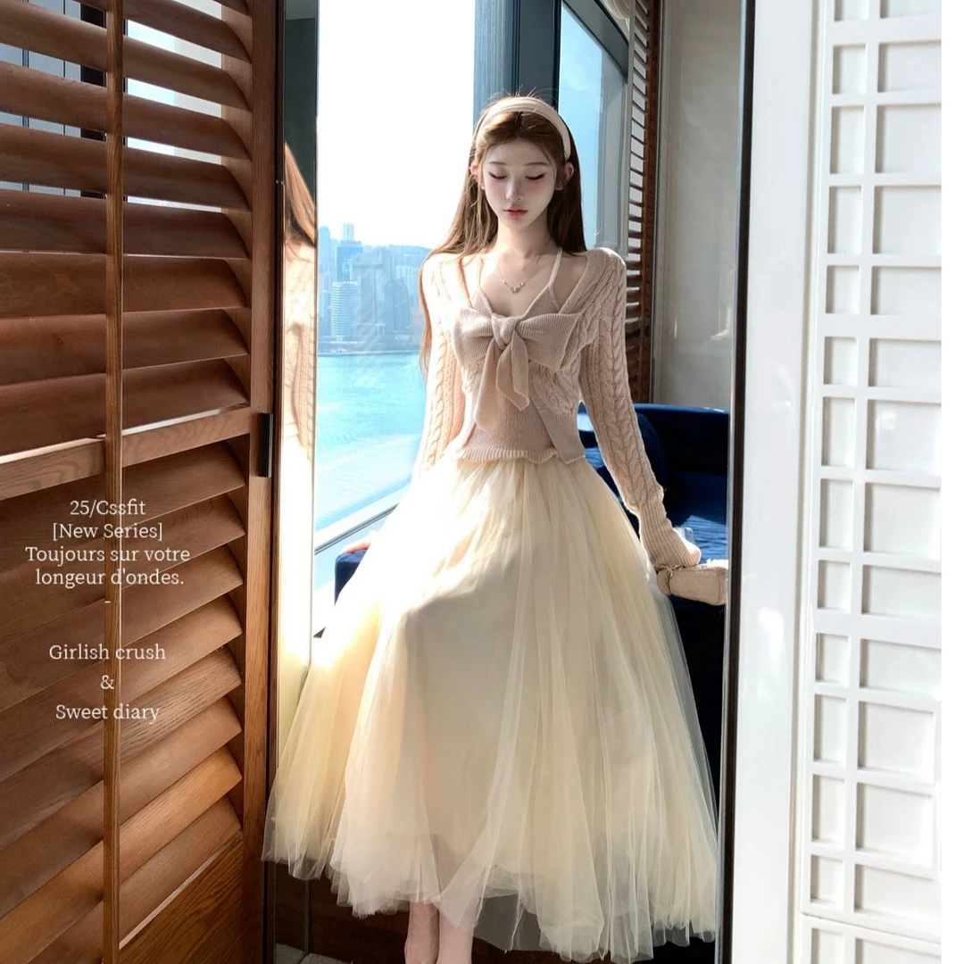 性感辣妹甜美针织上衣洋气休闲百搭气质显瘦辣妹半身裙时尚套装女