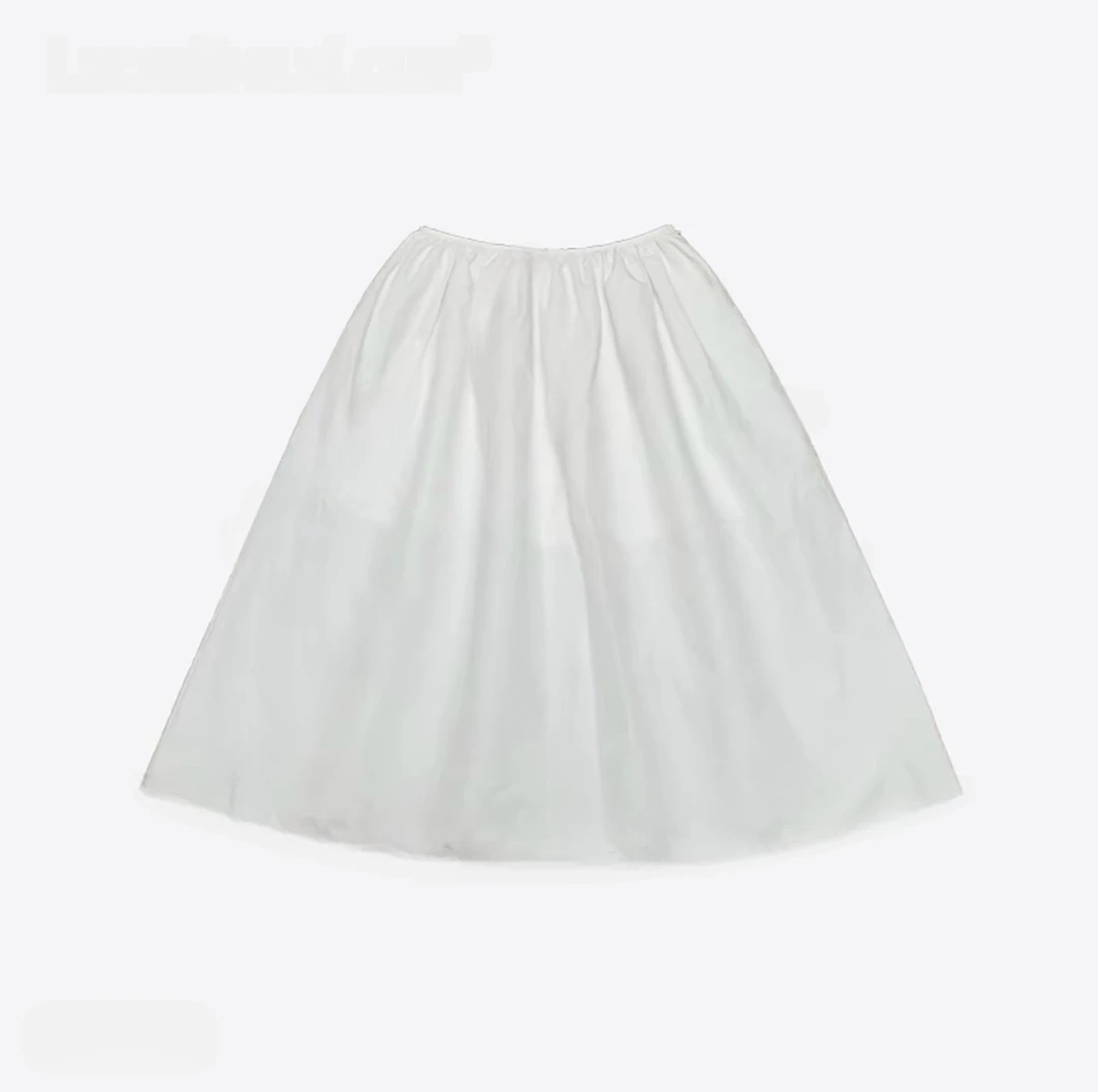 【LLE】简约棉麻编织花边纯色半身小白裙10262