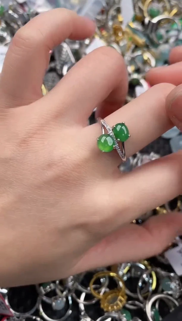 银S925镶嵌戒指翡翠888                 6