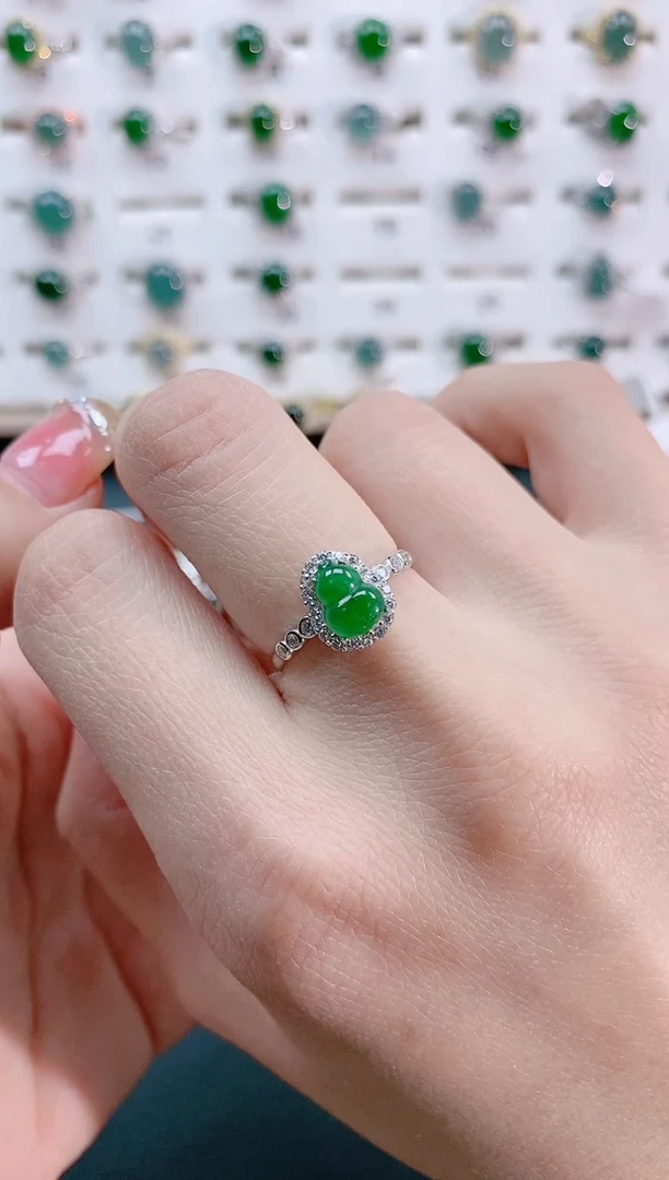 【闪购商品】翡翠戒指银S925镶嵌天然翡翠