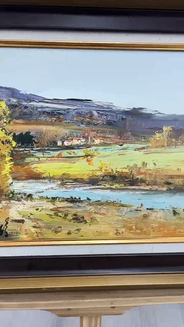 油画梁静-30x40-风景-带框