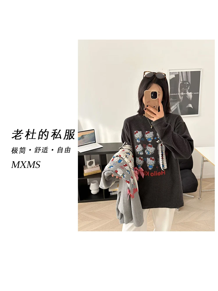 （麦欢尼）24889-“卡通动物猫”韩系高级休闲运动软糯加厚打底衫