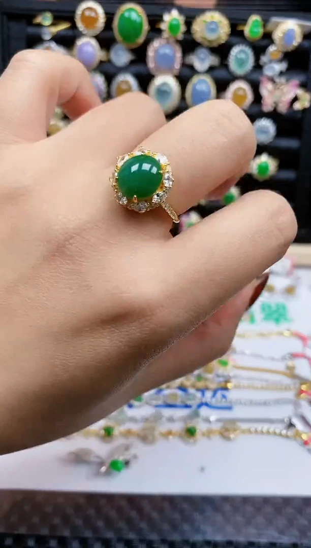 银S925镶嵌戒指翡翠458