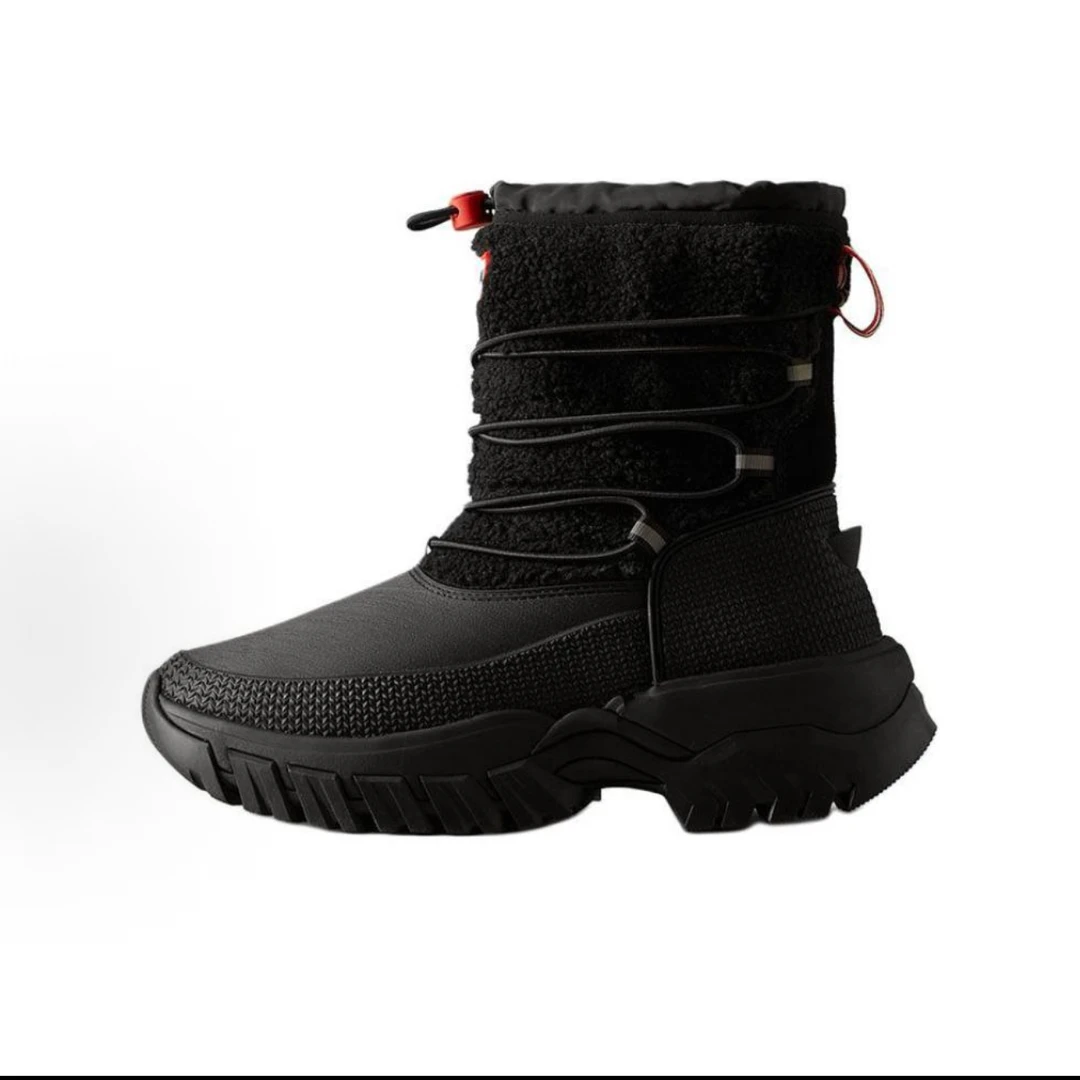东仓-122695-HUN（黑色）保暖圆头中筒雪地靴