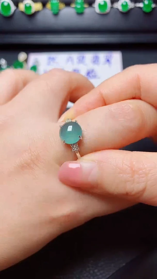 银S925镶嵌戒指翡翠天然翡翠A货s925银镶