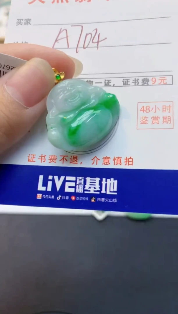 颈饰18K金镶嵌翡翠天然缅甸A货翡翠百元以上9元证书费自理