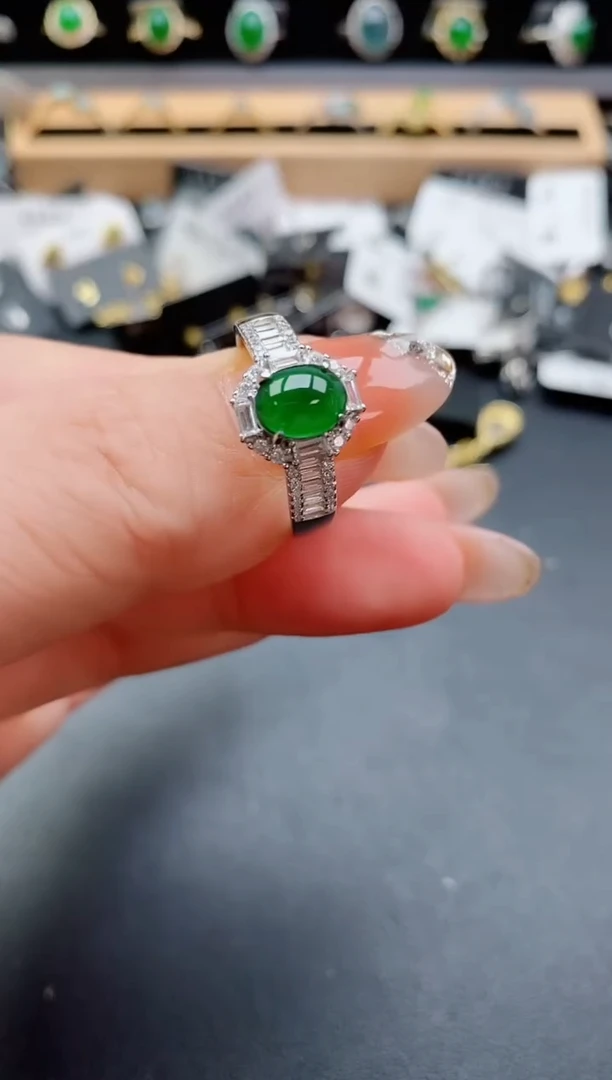 银S925镶嵌戒指翡翠10