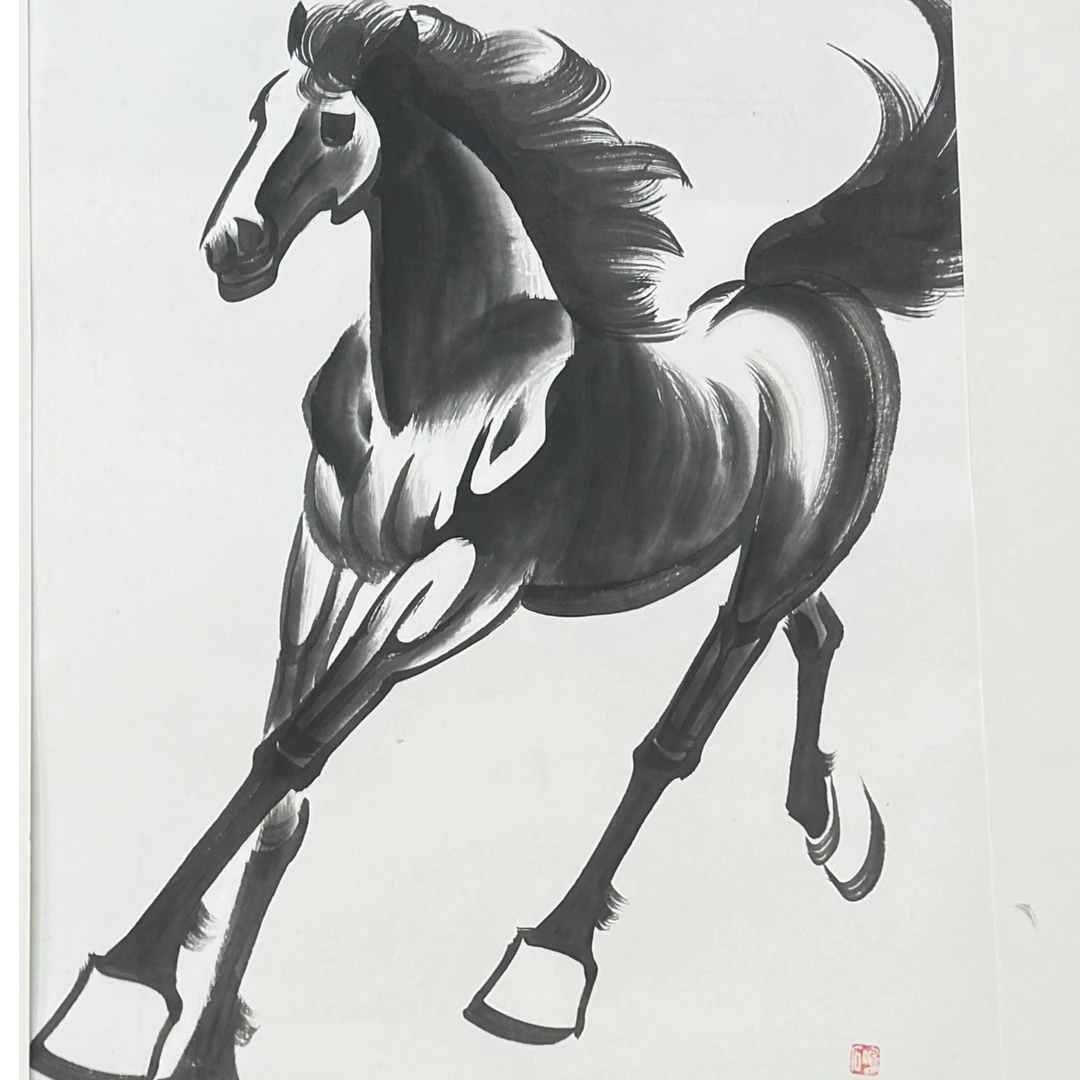 温叶强《马》手绘宣纸