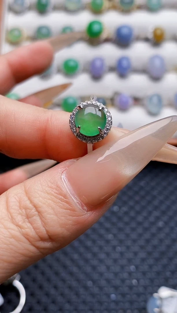 银S925镶嵌戒指翡翠3389