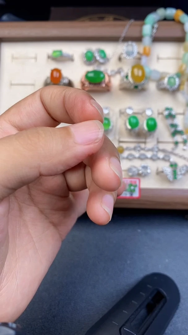 翡翠戒指银S925镶嵌6346436