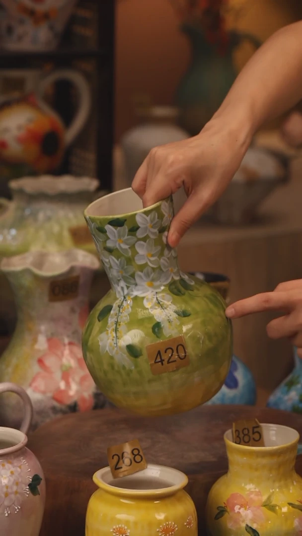 陶瓷420景德镇设计师手作花器摆件侘寂风