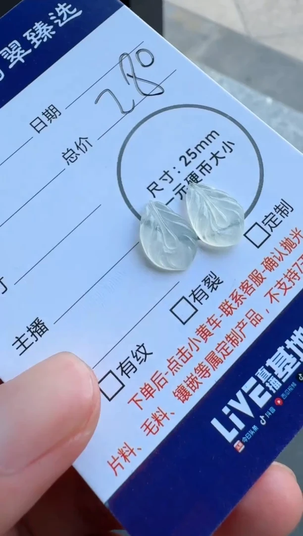 定制翡翠未镶嵌1对羽毛