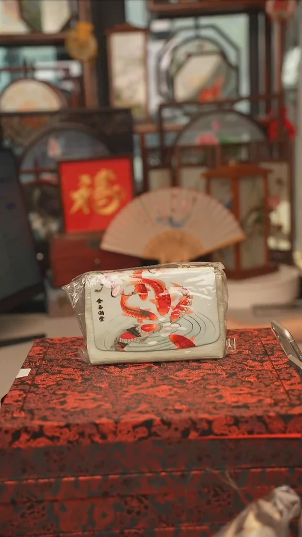 扇子包包 绣花双面非遗