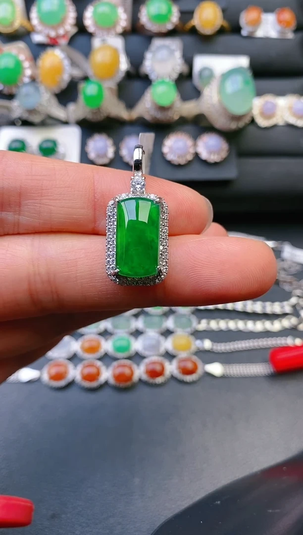 【闪购商品】翡翠戒指银S925镶嵌天然A货翡翠1