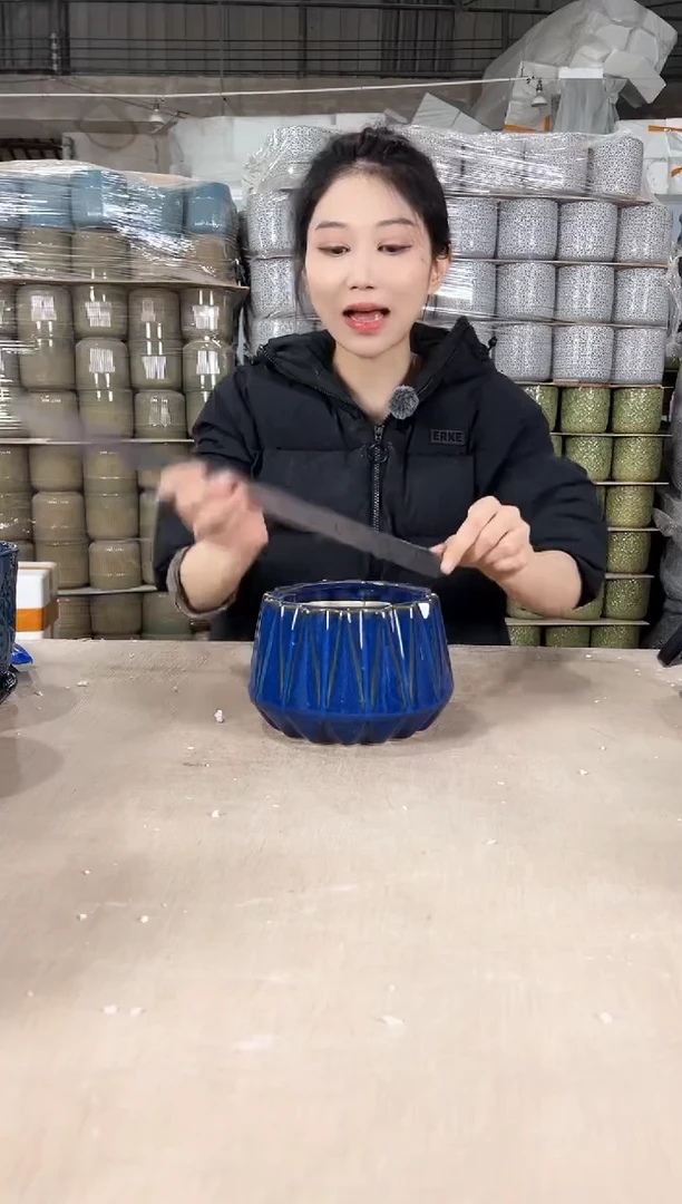 【闪购商品】陶瓷南瓜蓝花釉小号14x11