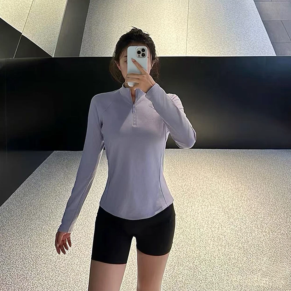 【QICIFIER】小蛮腰半高领 拉毛 秋冬显瘦百搭瑜伽长袖T 5374