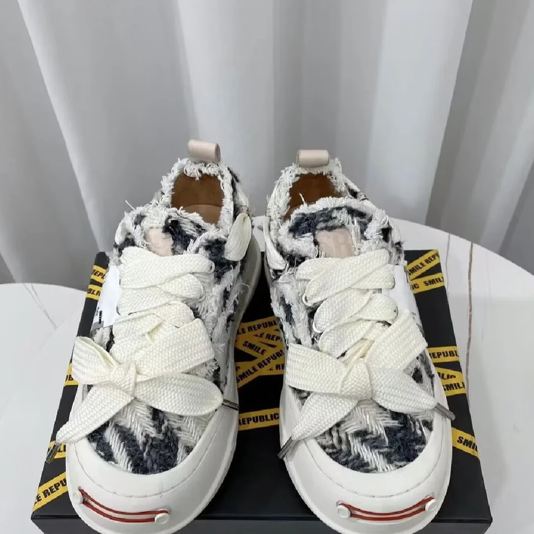 【开口笑帆布鞋】夏季国潮小众时尚百搭潮流情侣鞋厚底增高鞋潮鞋