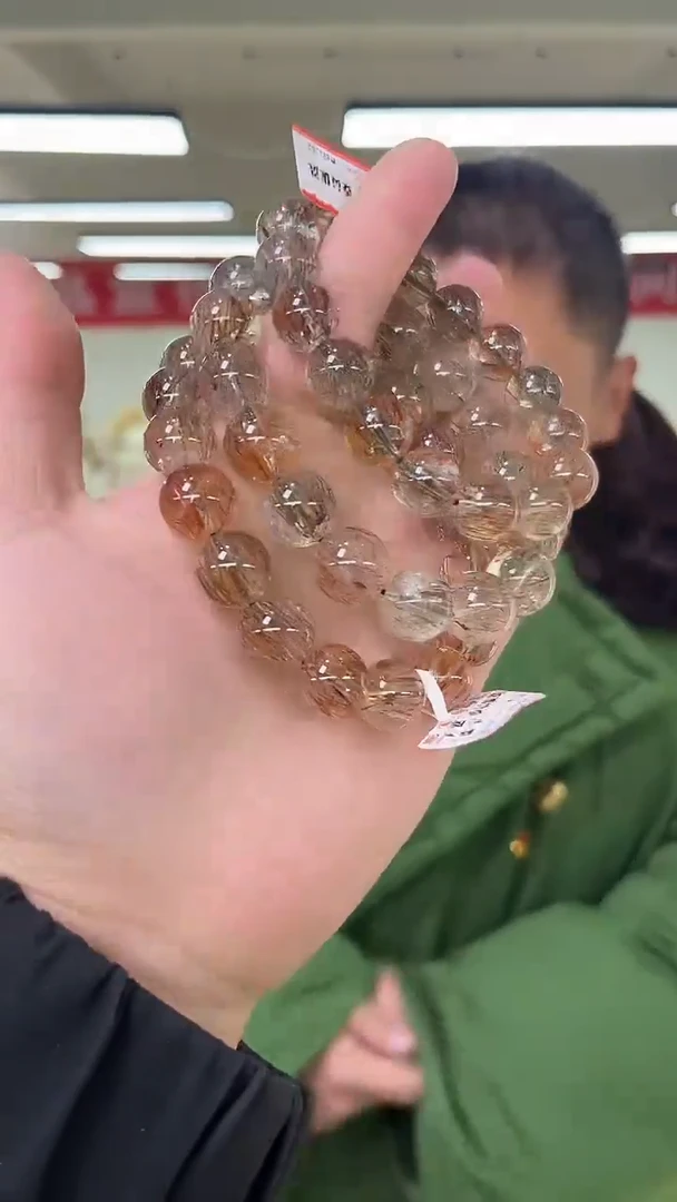 【闪购商品】发晶手链未镶嵌天然黑金超手串多样性发一12mm