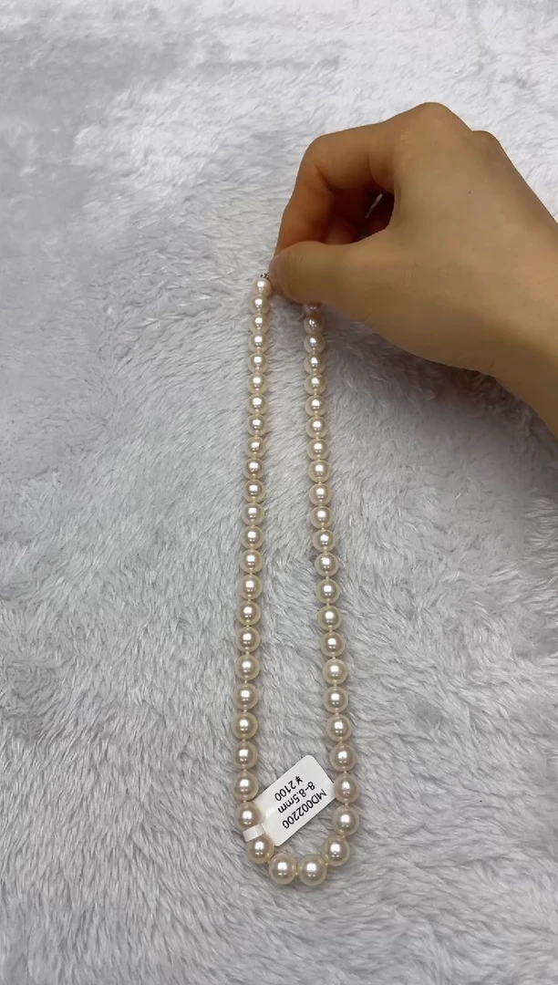 海水珍珠银S925镶嵌项链AK羽皇金8-8.5mm