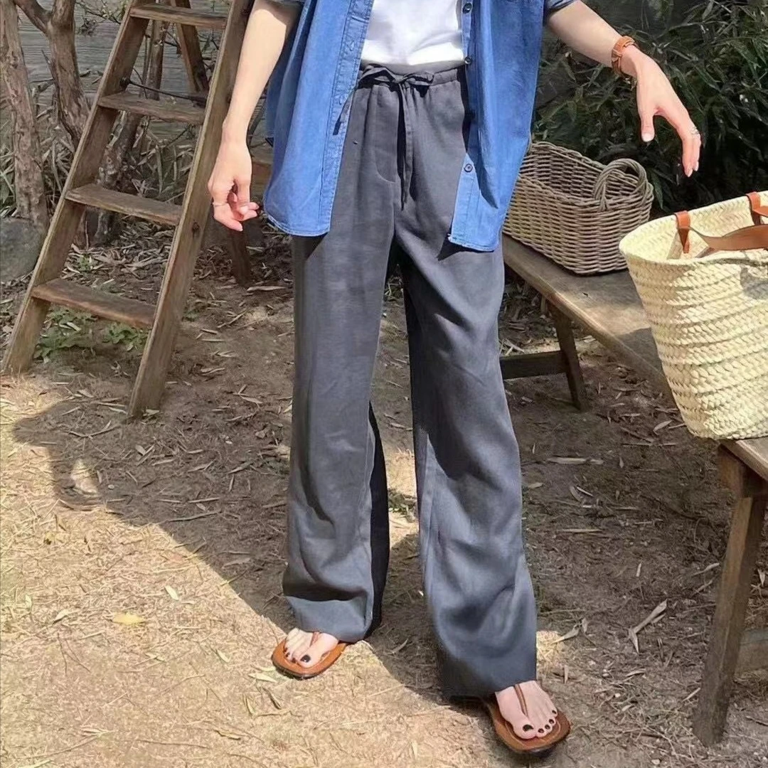 韩国东大门正品代购 简约慵懒风麻甩裤 （no退no换）