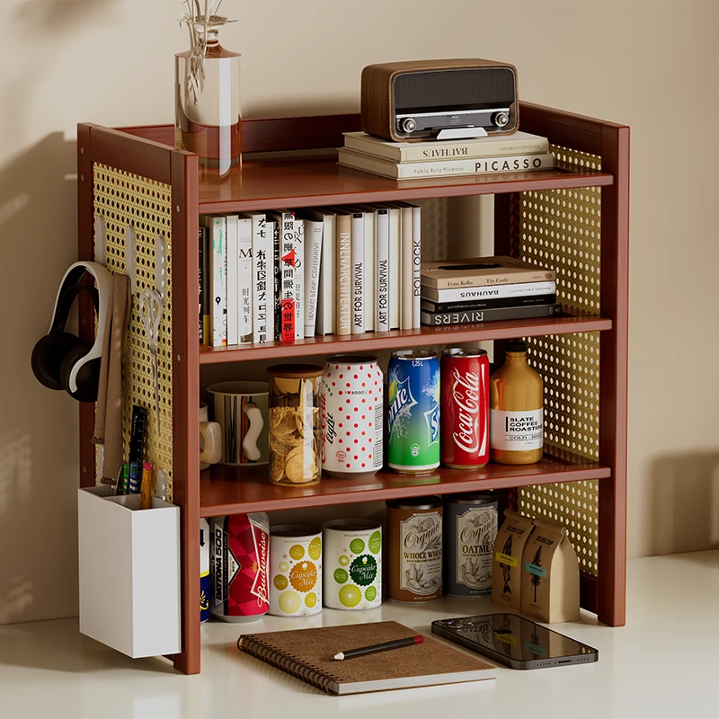 置物架桌面书架简易多层洞洞板办公室工位台面收纳厨房杯架整理架