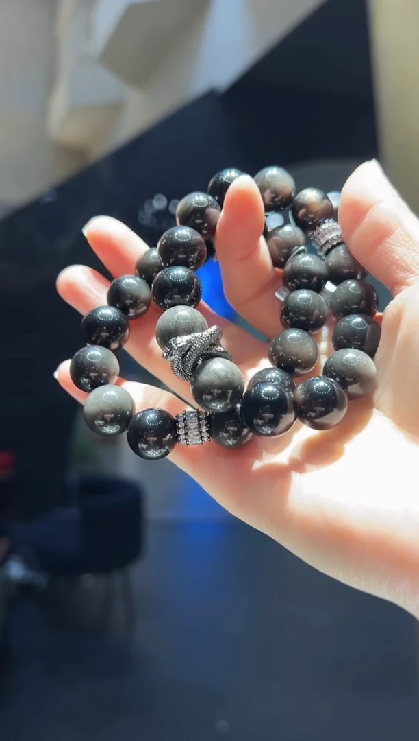 【闪购商品】黑曜岩手链未镶嵌32】多样性发其一