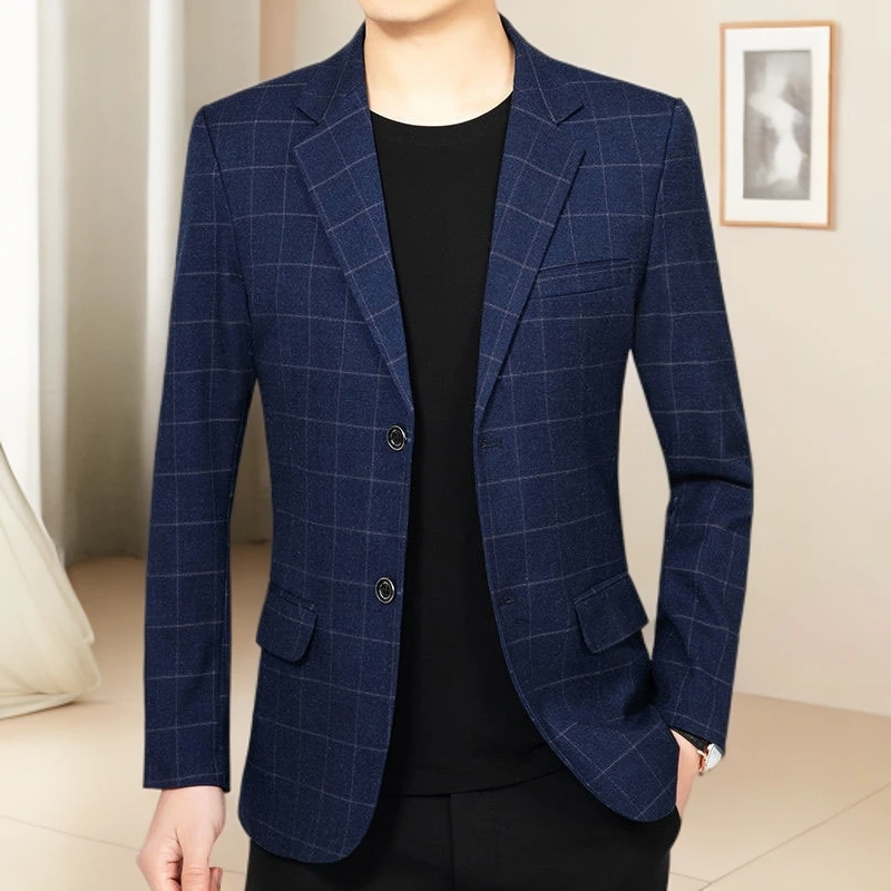 春秋季时尚西装外套休闲男士商务西服爸爸装职业工装韩版潮流修身