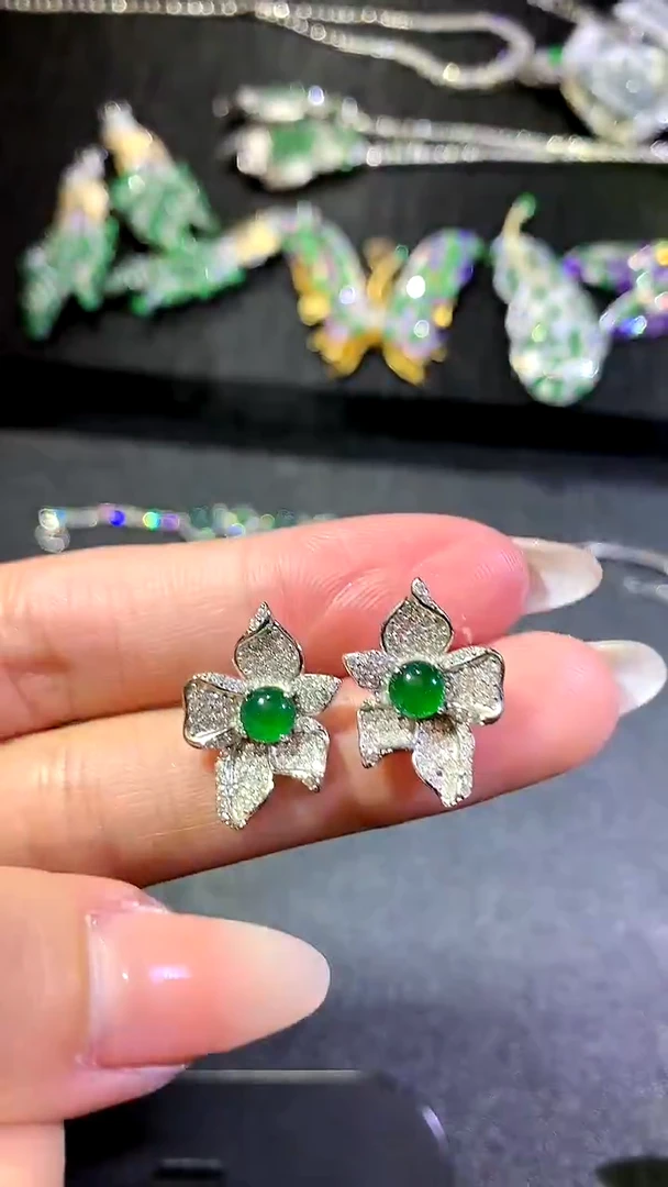 【闪购商品】翡翠耳饰银S925镶嵌157耳饰（多样性发货一件