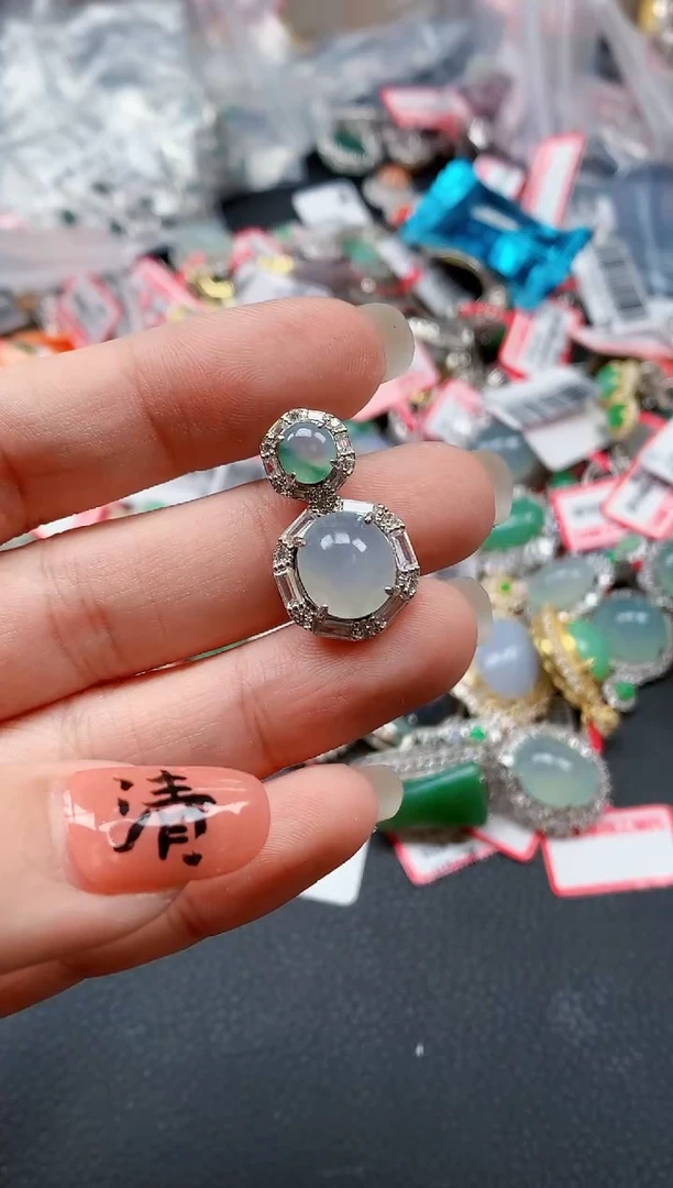 银S925镶嵌戒指翡翠天然A货缅甸翡翠