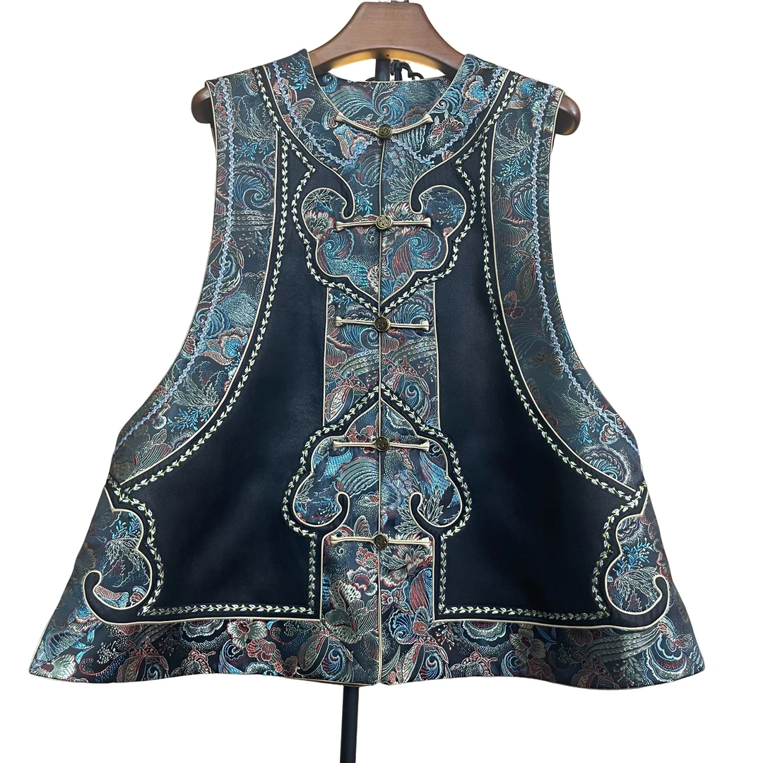 寨优袡【恋蝶】重工如意百搭无领马甲